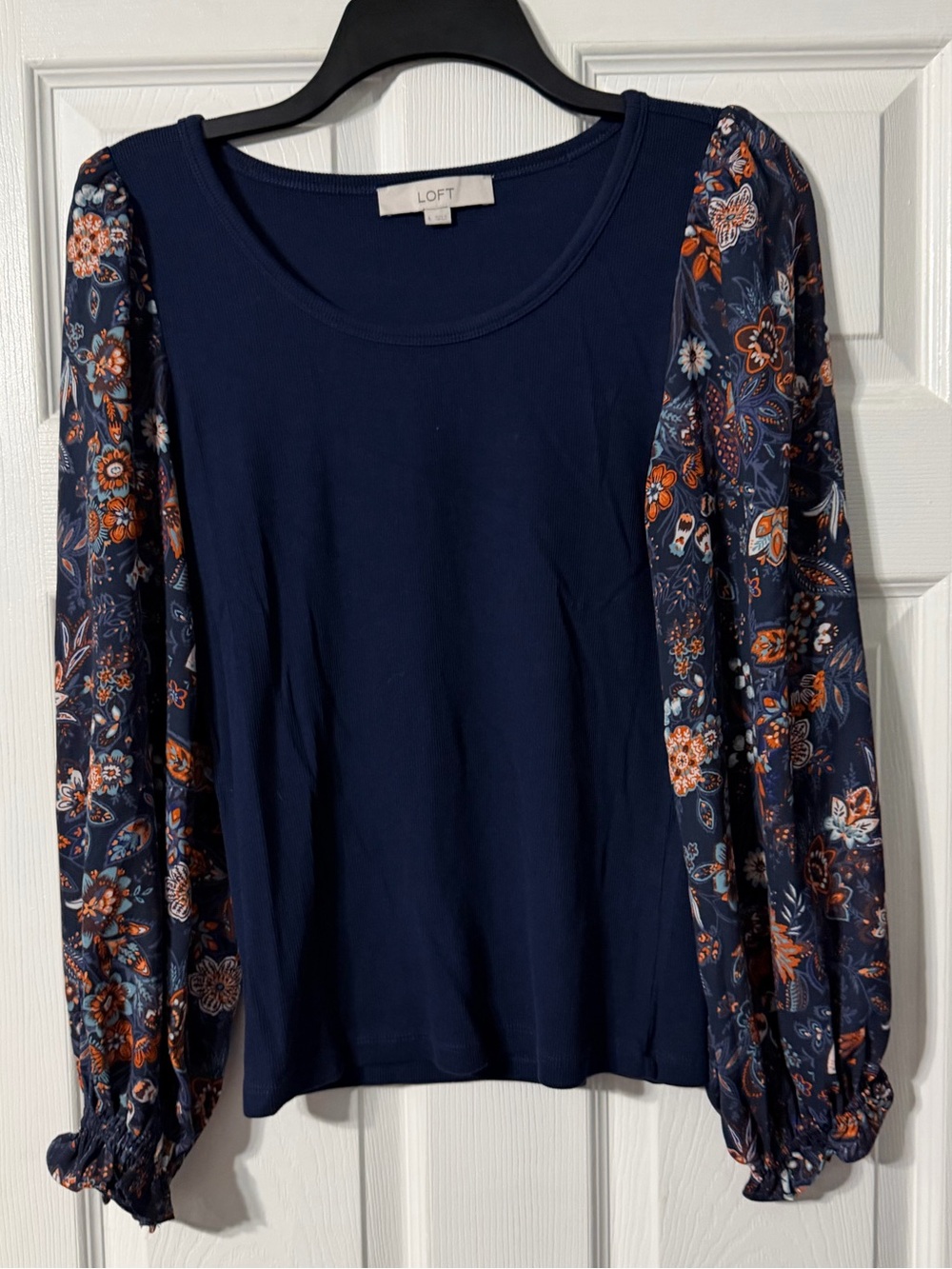 LOFT Pullover with Floral Print Long Sleeves